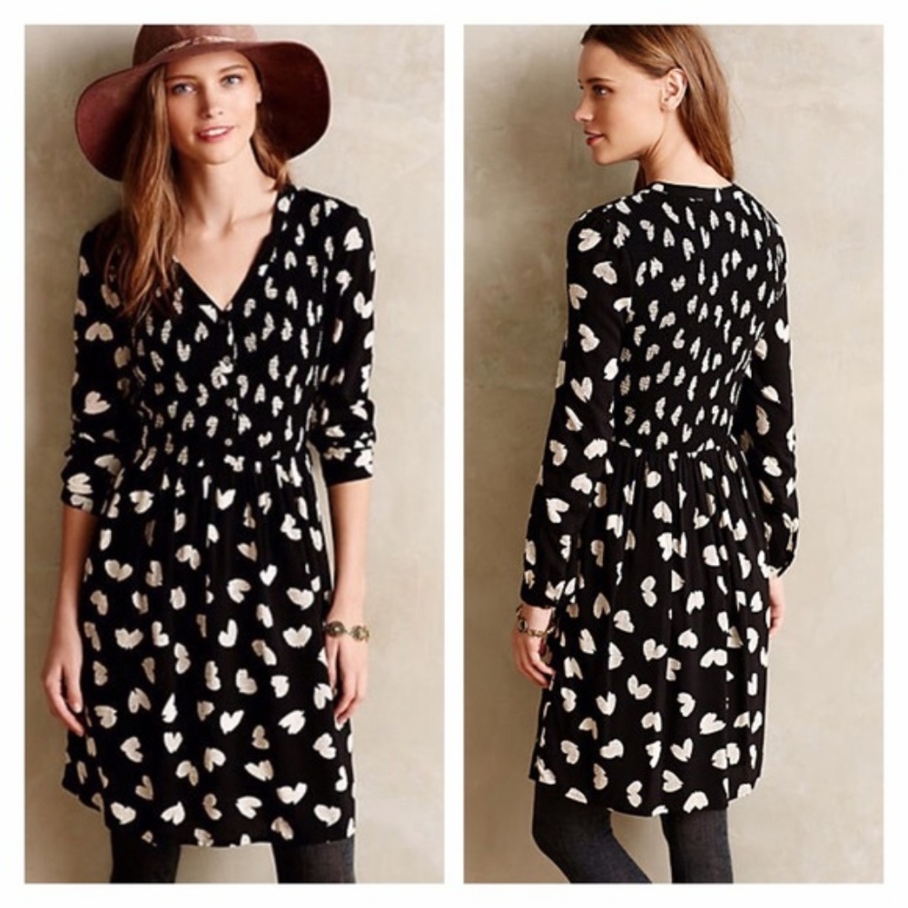Anthropologie Maeve Banet Heart black white dress size XS